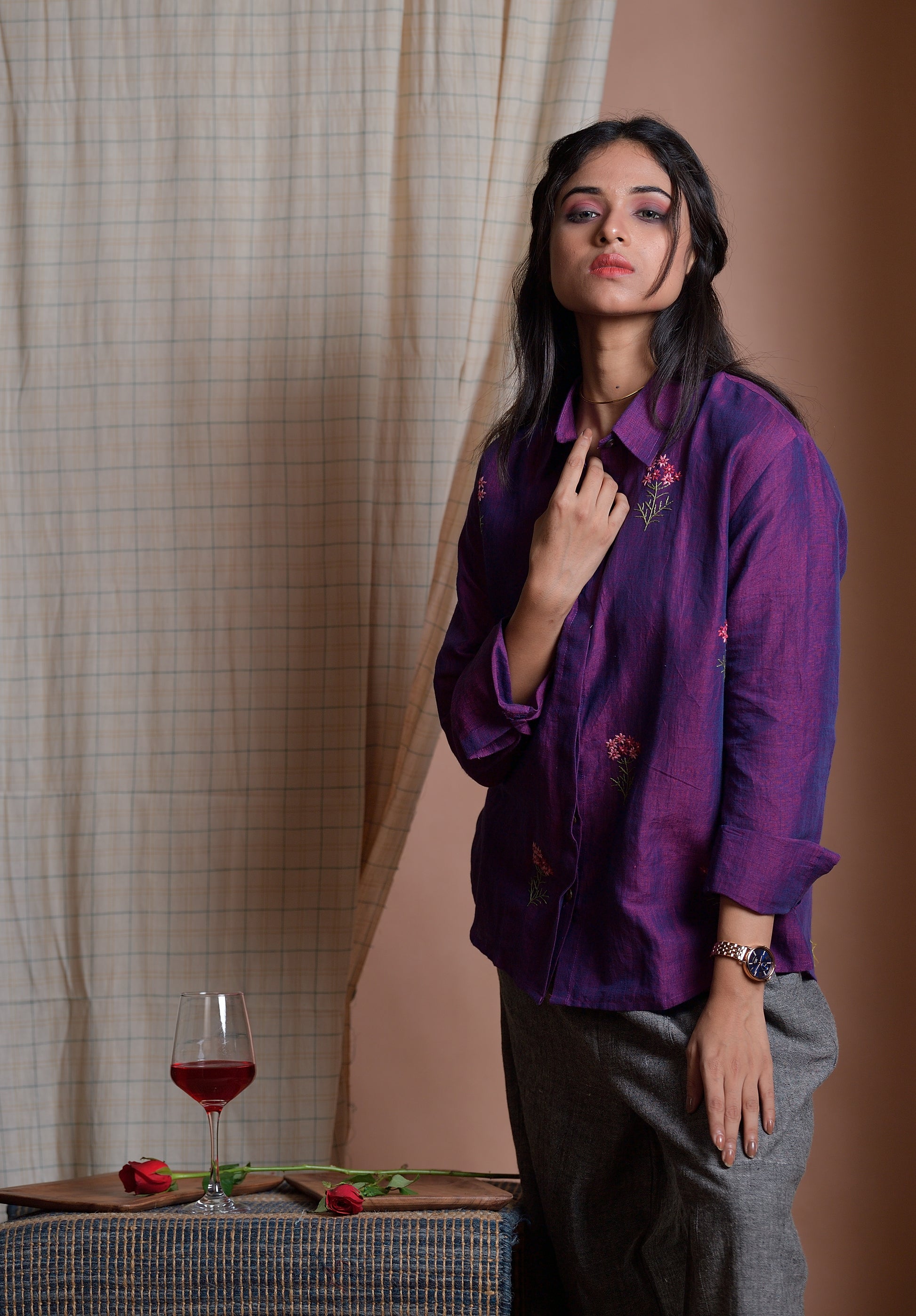 Eccentric Elegance - Hand embroidered linen shirt image 1