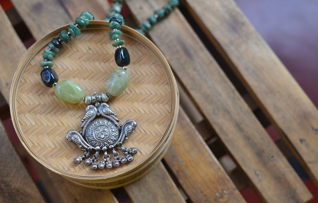 Silver pendant with aventurine stones image 7