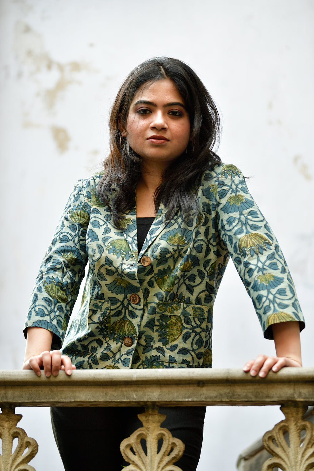 Aaronyak - cotton blazer - lotus print image 0