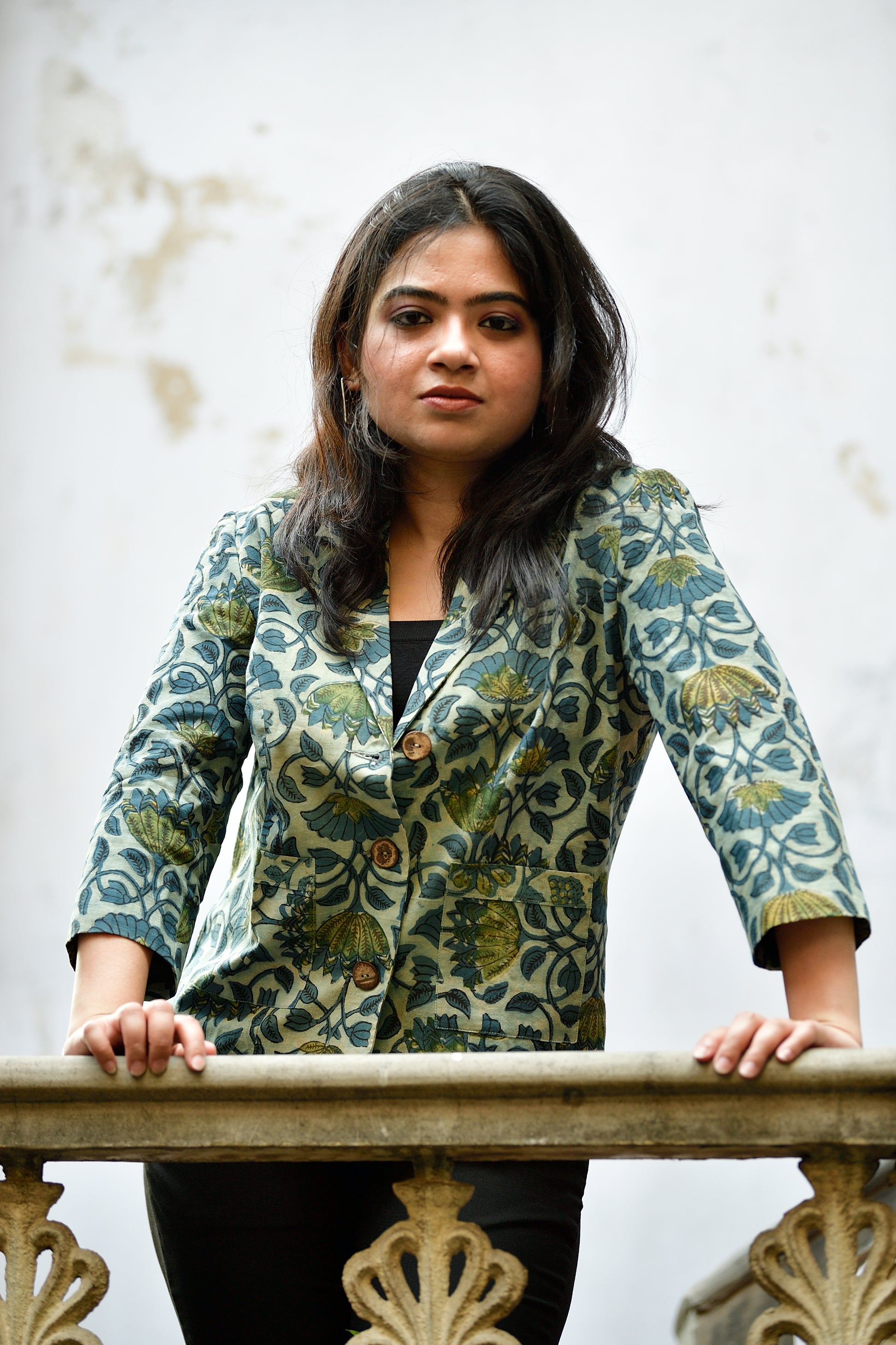 Aaronyak - cotton blazer - lotus print image 0