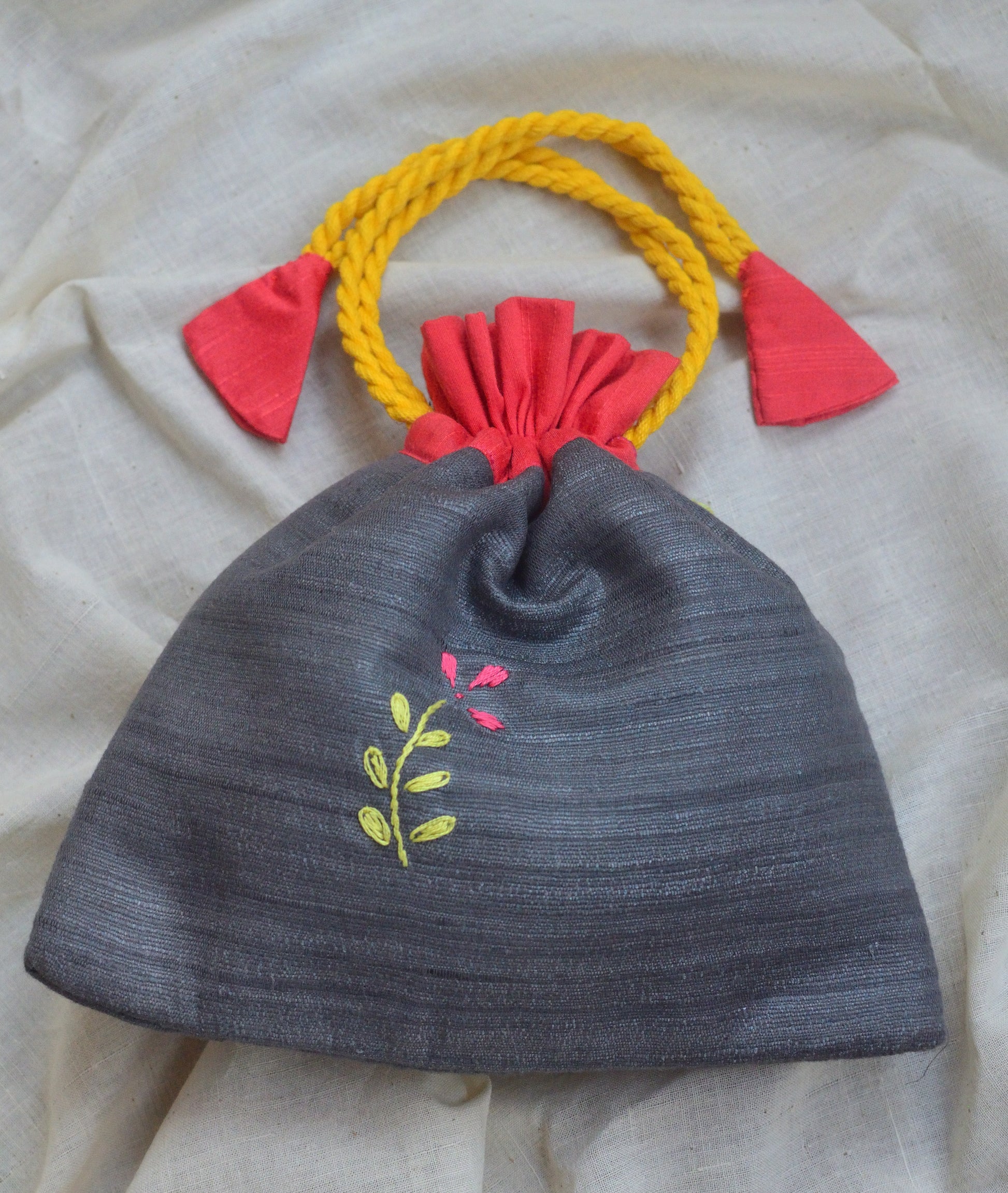 Fern Fun - raw silk potli image 2