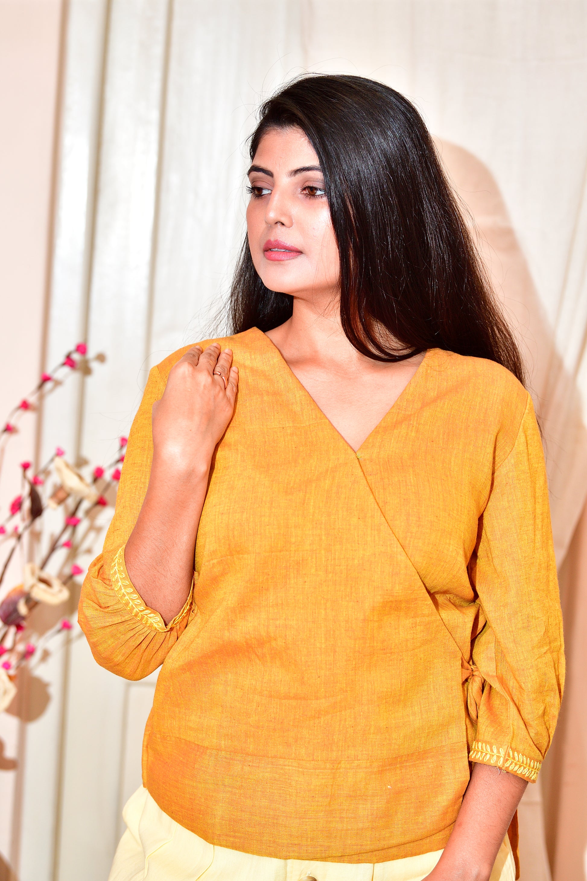 Girija - handloom cotton top - mustard yellow image 0