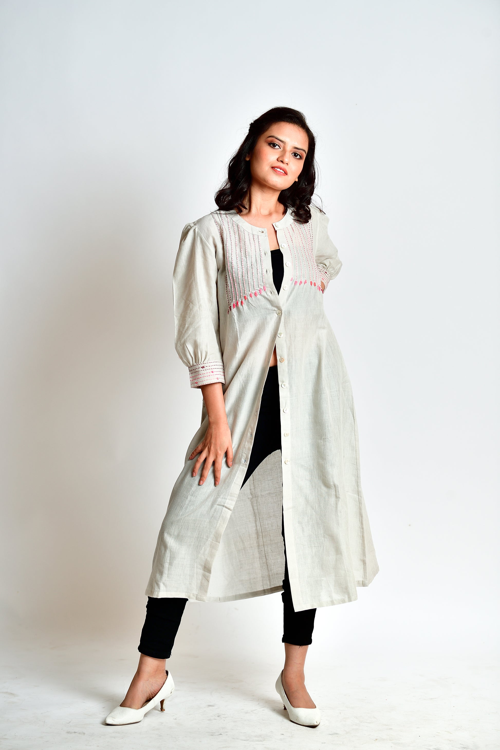 Saanjh - Linen cotton dress cum jacket image 2