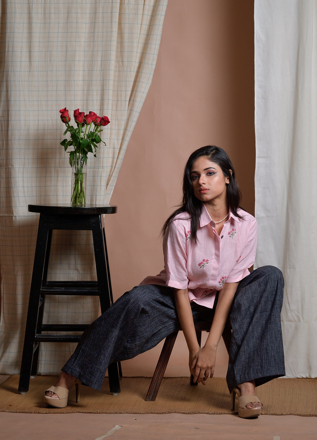 Enchanted Flora - Hand embroidered linen shirt image 7