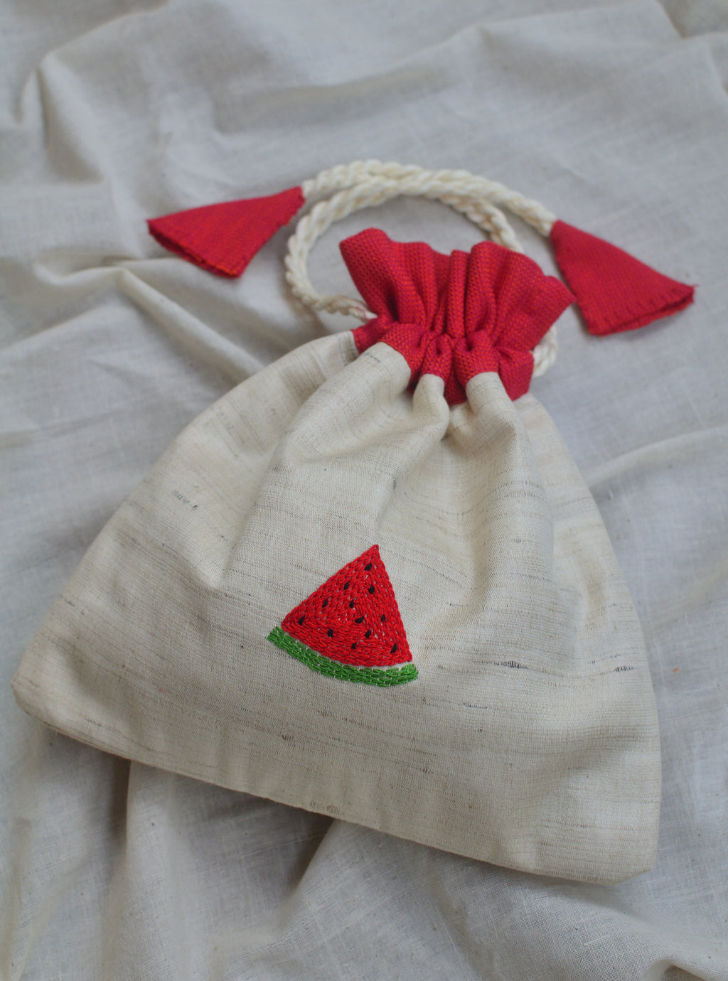Watermelon - raw silk potli image 3