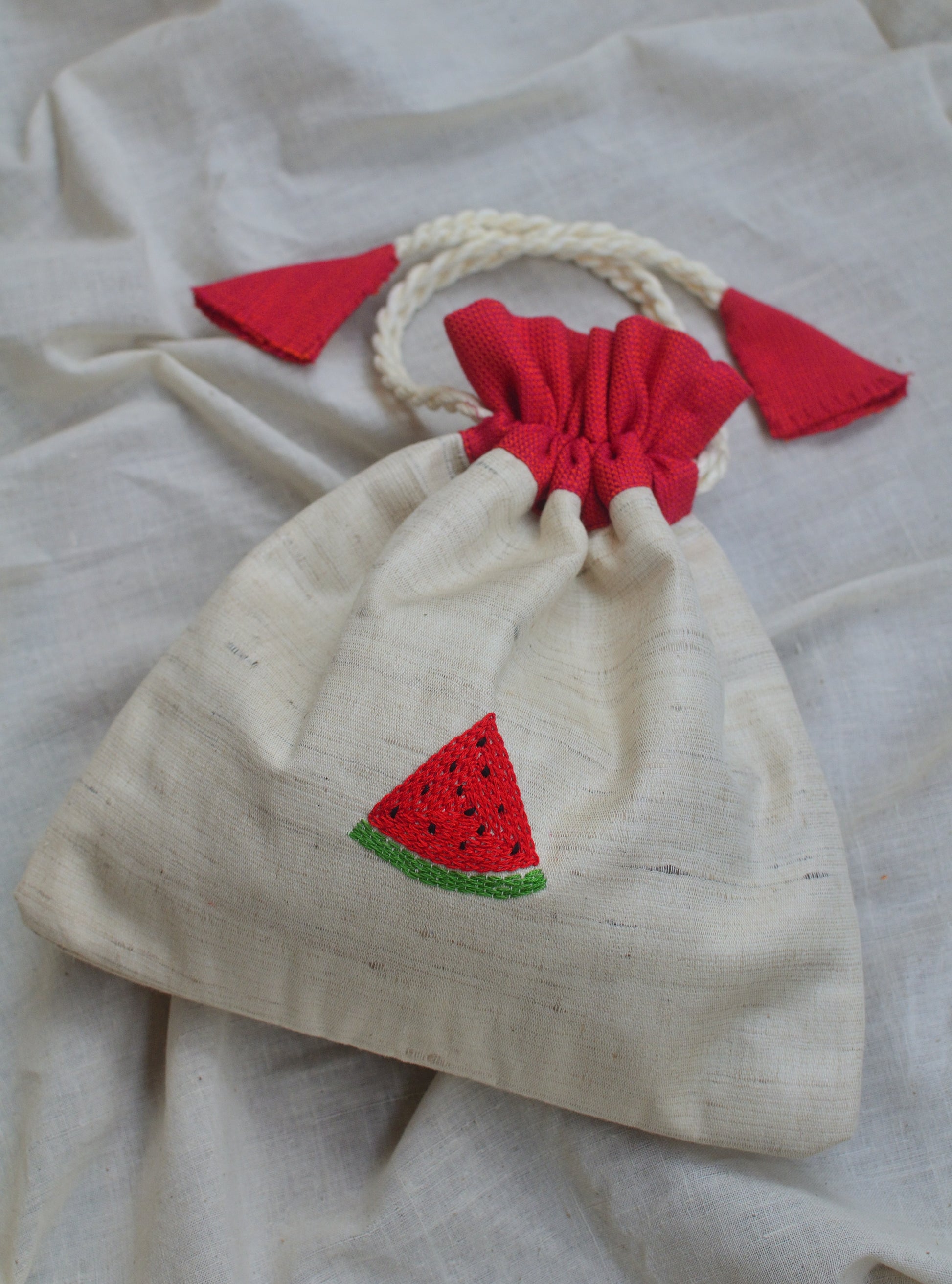 Watermelon - raw silk potli image 3