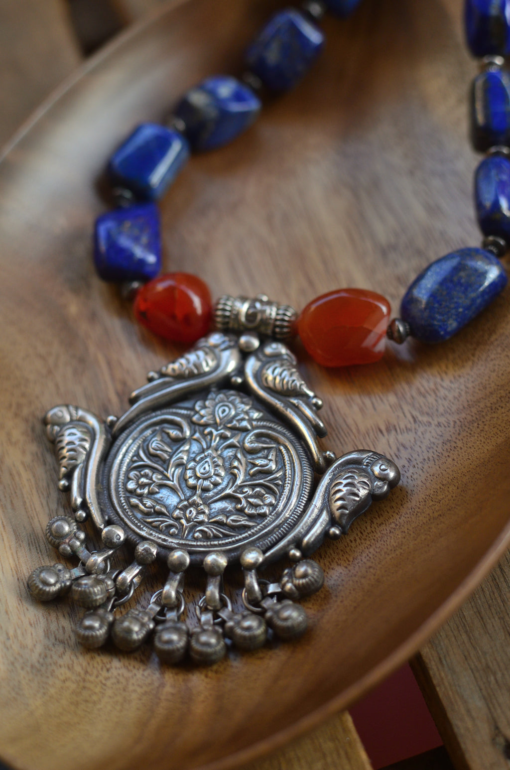 Silver pendant with lapis-lazuli beads image 6