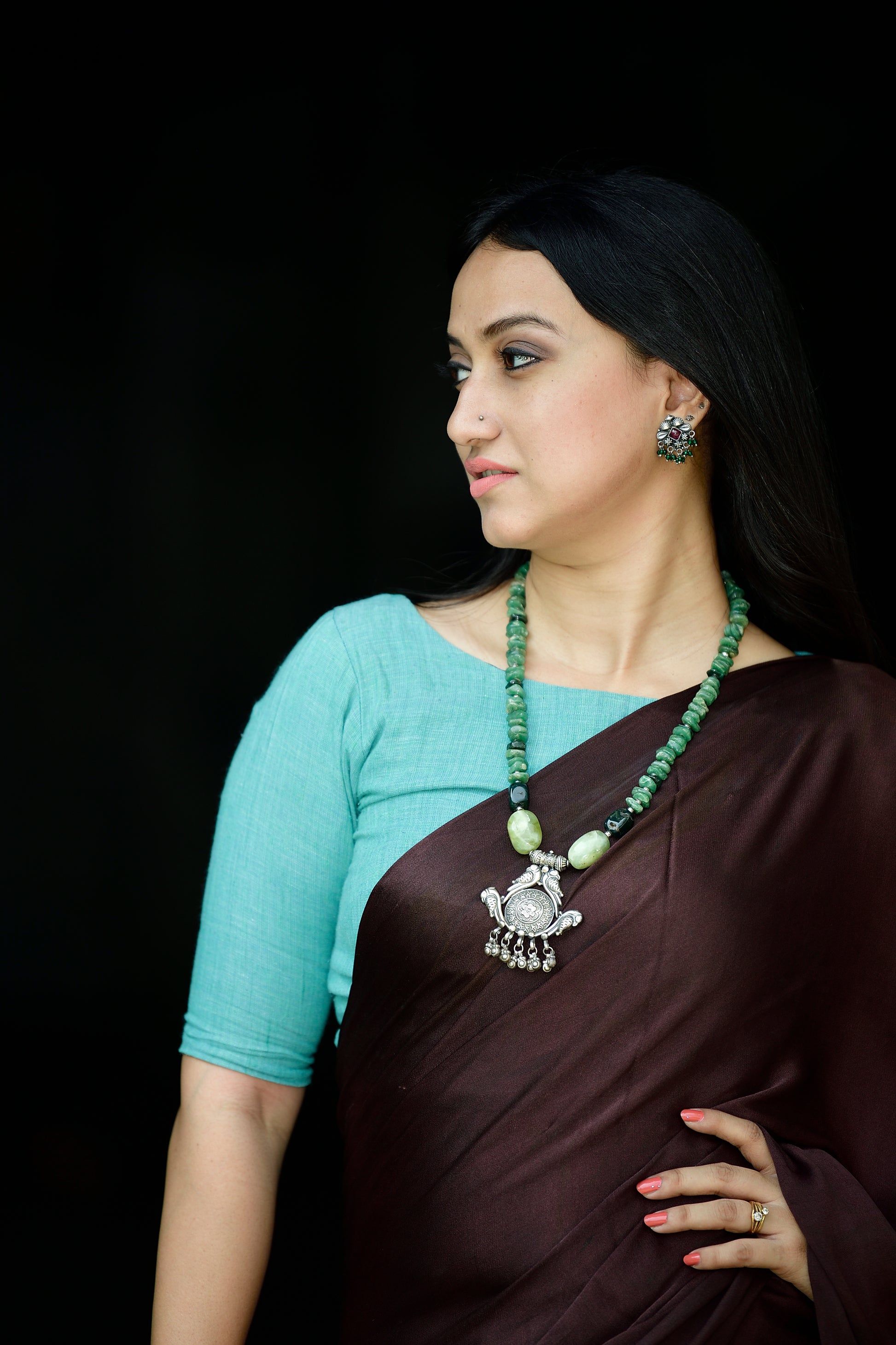 92.5 silver pendant and Aventurine stones image 2