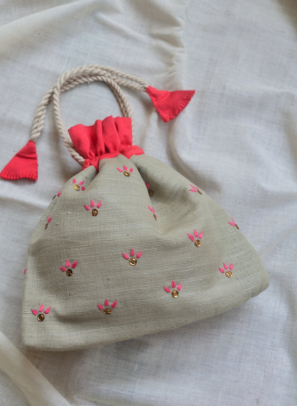 Cherry blossom -  raw silk potli image 0