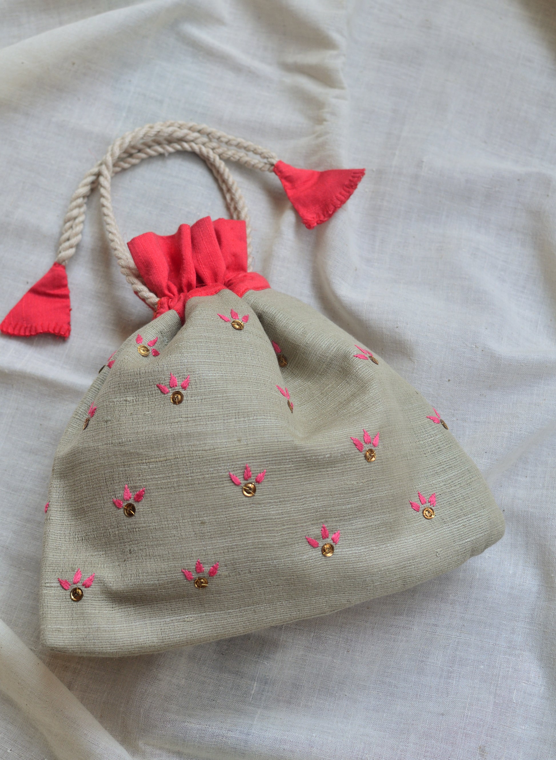 Cherry blossom -  raw silk potli image 0