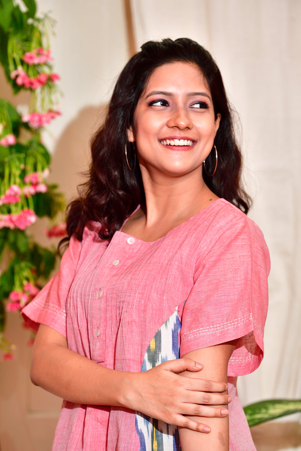 Chuski - Handloom cotton dress with ikat inlays image 3